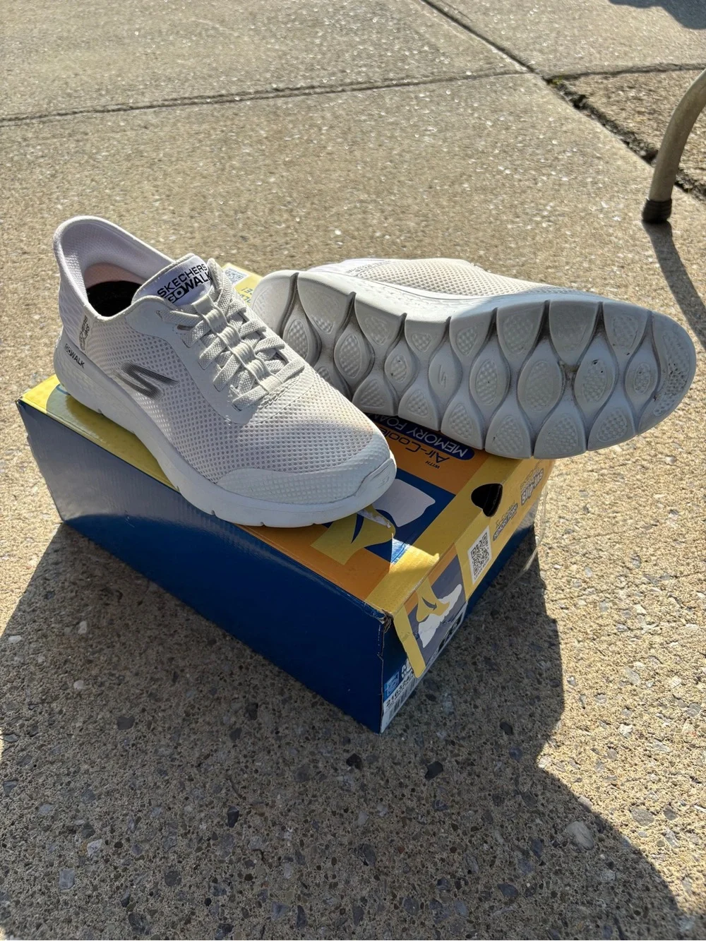 Skechers Men's White Knit Slip-On Athletic Sneakers